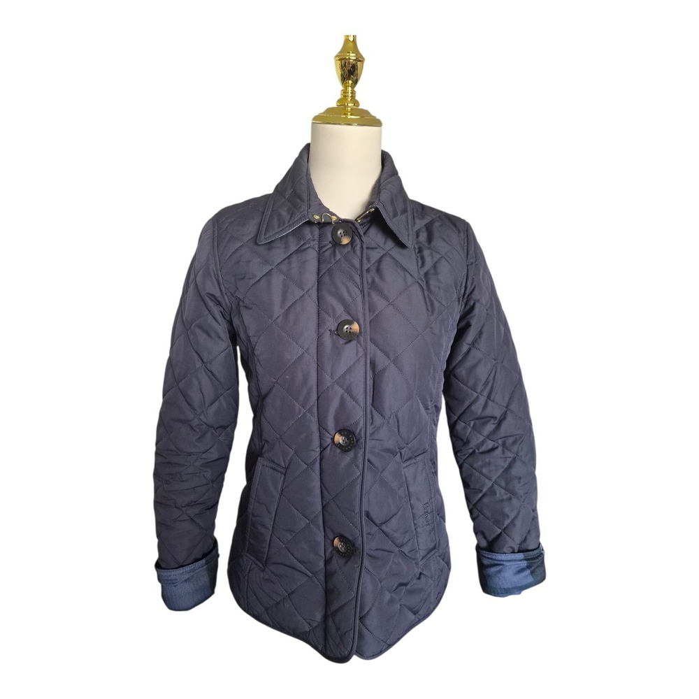 Barbour Forth Quilt Jacket Womens US 4 Navy Diamond‎ Quilted Tartan Lined